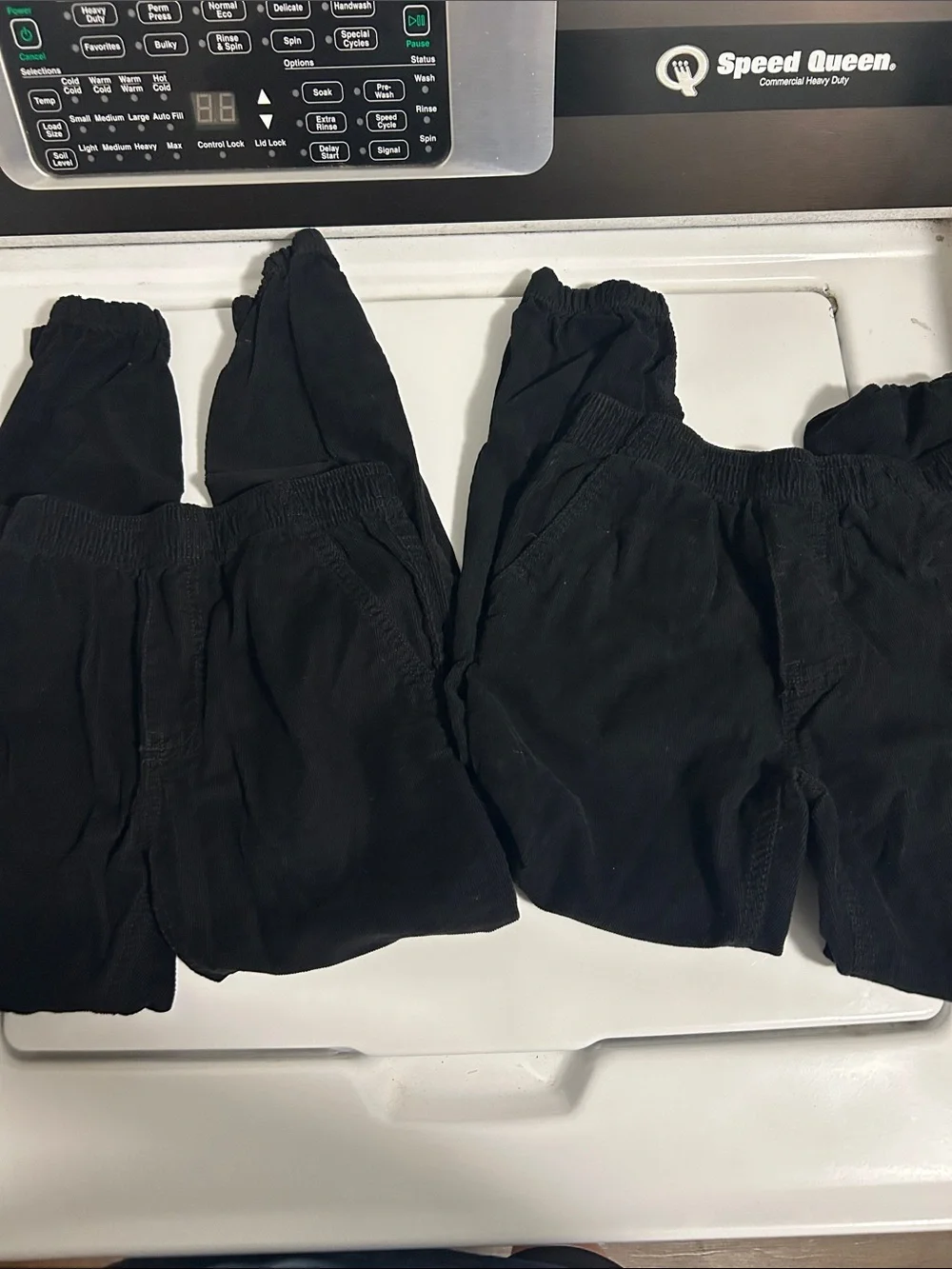Kids Black Elastic Waist Corduroy Pants
